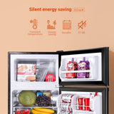Tacklife Mini Fridge with Freezer 3.1 Cu.ft, Compact Refrigerator 2 Door Low Noise, Energy Saving, LED INSIDE, Upright Fridge fo